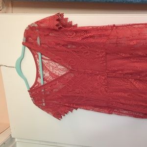 Torrid Burnt Orange Lace High Low Dress